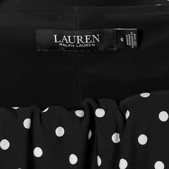 Ralph Lauren Black Label Women's Maxi Dress Black Polka Dot Stretch V-Neck 6 - Picture 3 of 8